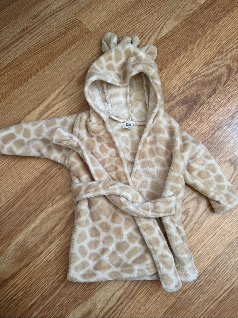 Plush Giraffe Hooded Kids Robe - Beige